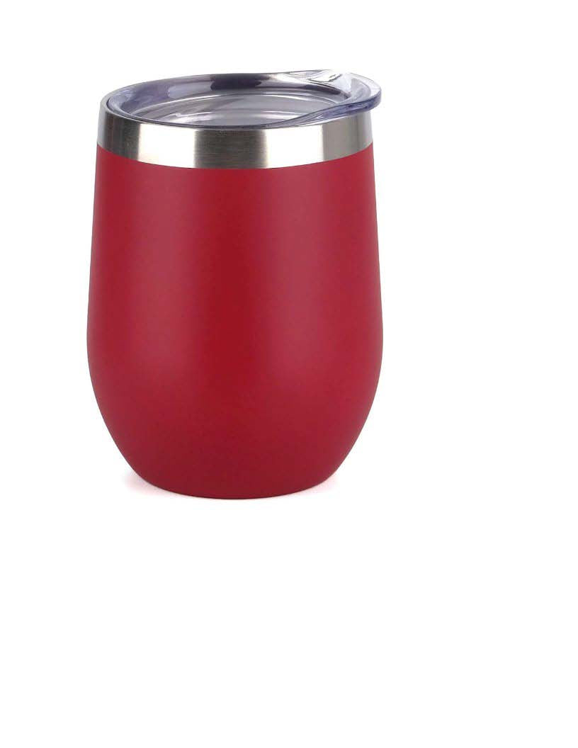12 OZ RED Stainless Steel Wine Tumblers Vacuum Stemless Wine Cup